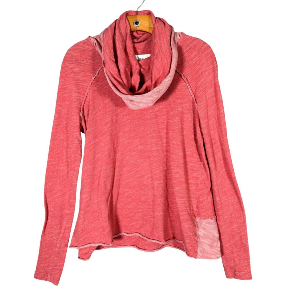 FP Beach Pink Long Sleeve Top Cowl Neck Cotton Beachy Casual Athleisure